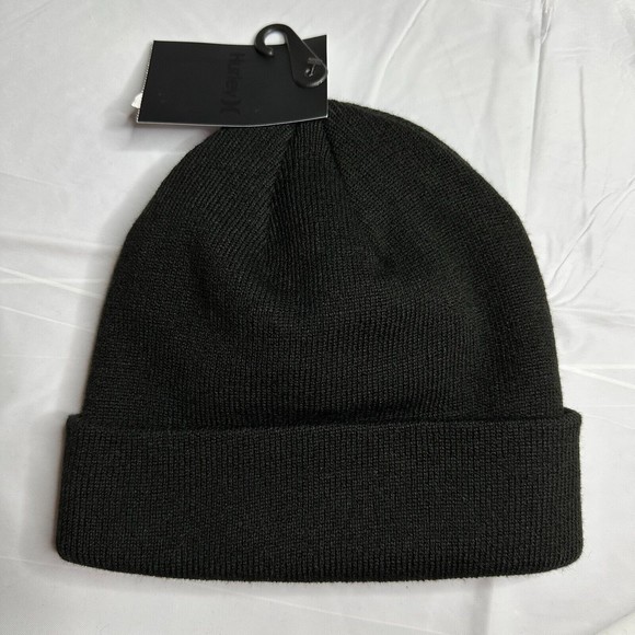 NEW Hurley Men's Black Logo Cuffed Beanie Sport Athletic Logo Hat Streetwear NWT - Picture 5 of 7